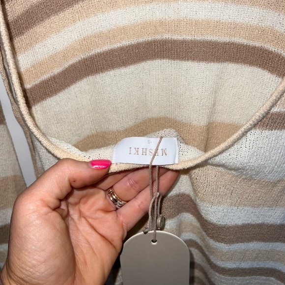 MESHKI Zahra Long Sleeve Open Back Mini Knit Dress - Cream - Picture 12 of 16